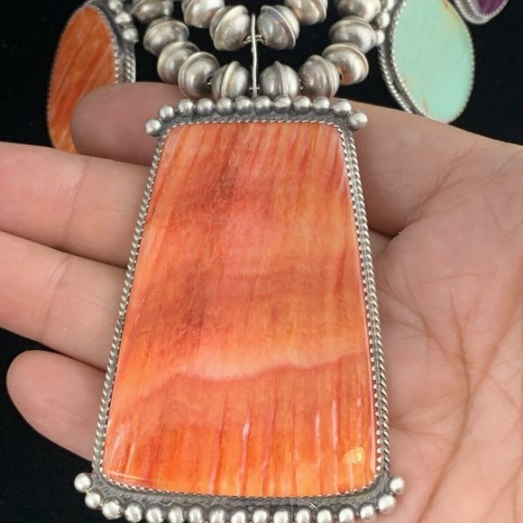 Native Navajo Sq. Blossom Sterling Silver Necklace - Picture 11 of 12